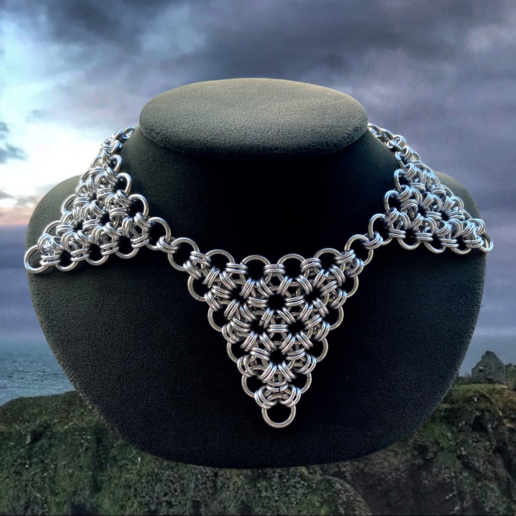 Maille Chain Necklace Handmade Aluminium Link Light Weight Thick Weave Choker 120$